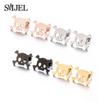 Punk Halloween Earring Black Stainless Steel Ghost Pirate Skull Stud Earrings Women Men Goth Pumpkin Spider Bat Ear Jewelry Gift