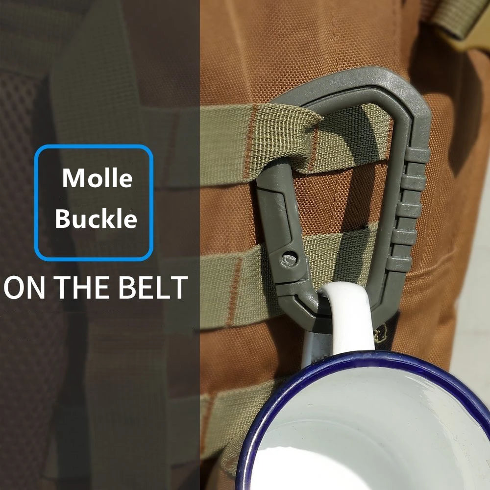 Tactical Carabiner Molle Clip Plastic Buckle ITW Keychain D-Ring Hard Hook Spring Snap EDC Gear Camping Hiking Outdoor Tools