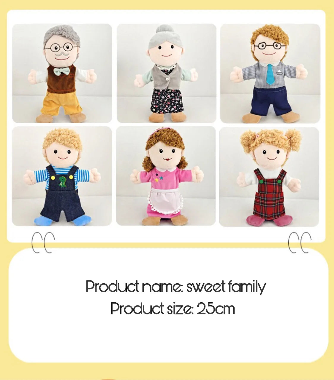 25cm Sweet Family Hand Puppet Dolls Early Education Learning Stuffed Plush Toys Cospaly Hand Finger Puppets for Children Gifts