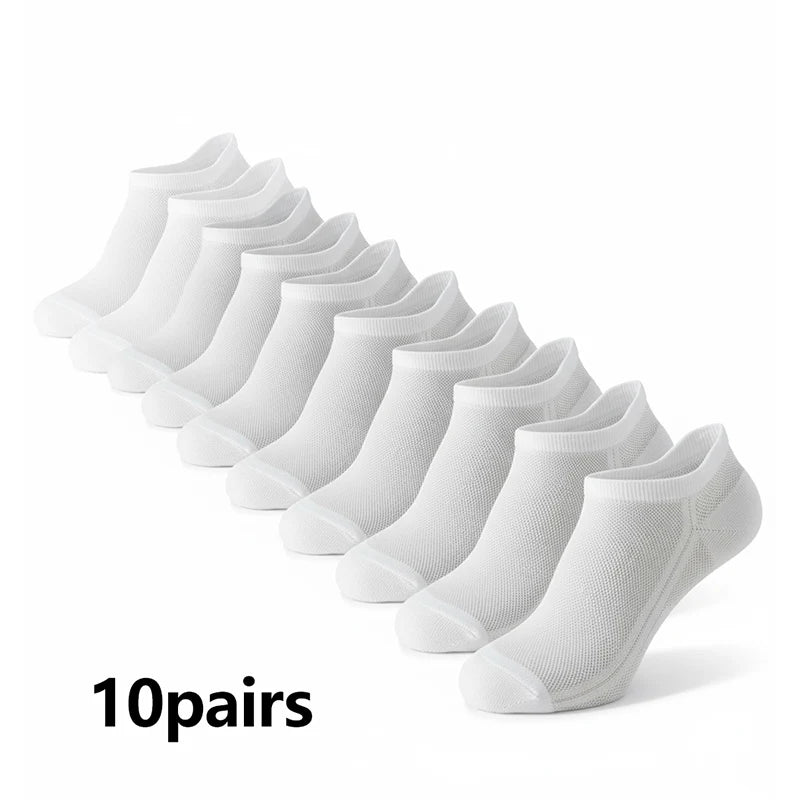10/20 Pairs Men's Ankle Socks, Breathable Mesh Sports Socks, Casual Athletic Summer Thin Short Socks
