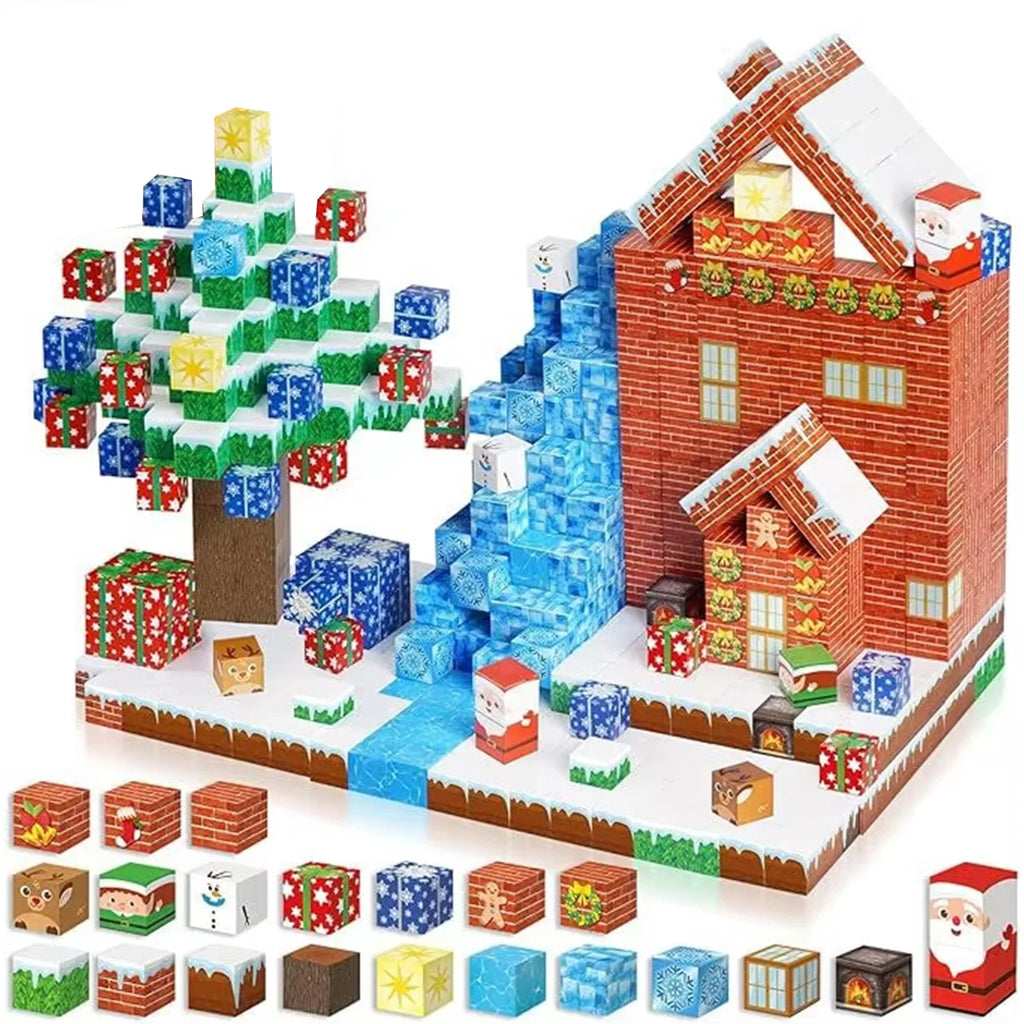 Sensory Montessori Stacking Cubes Construction Set Magnetic Building Blocks Magnet Cube Mine Set Toys Birthday Gift