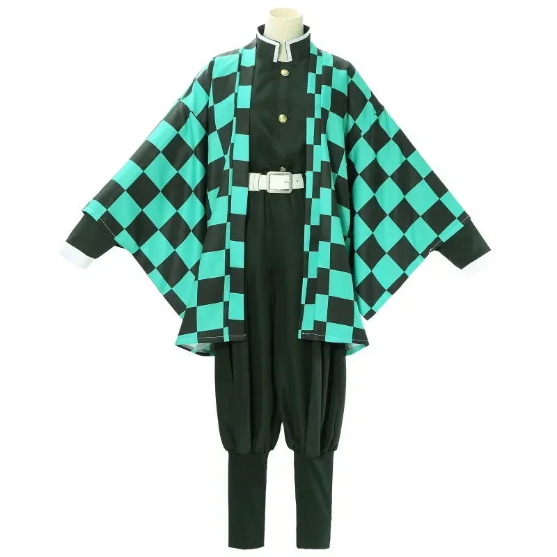 Anime Tanjirou Kamado Costume Anime Cosplay Men Kimono Uniform Halloween Party Demonias Women Clothes Kids Adult