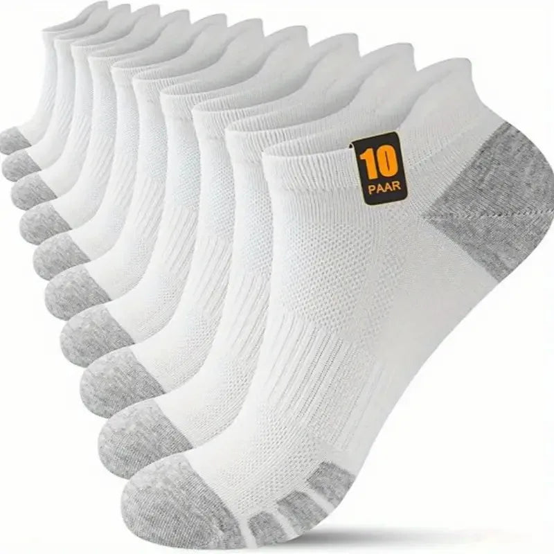 10/30 Pairs Men Women Low Cut Sports Socks Reinforced Wear-Resistant Sweat Absorbing, Breathable Mesh All Season Casual Socks
