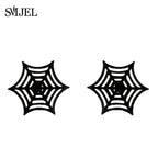 Punk Halloween Earring Black Stainless Steel Ghost Pirate Skull Stud Earrings Women Men Goth Pumpkin Spider Bat Ear Jewelry Gift