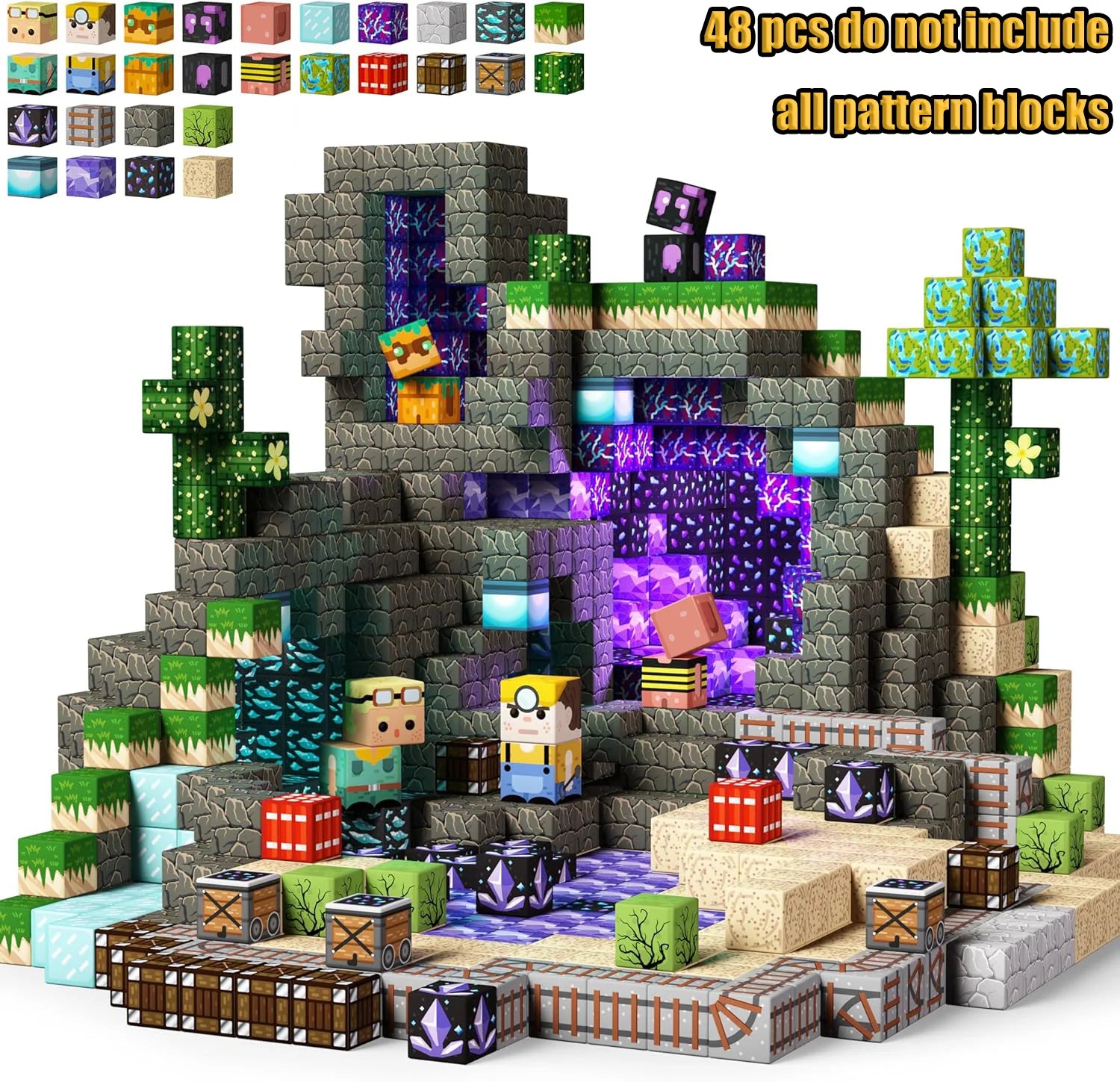 New Magnetic Building Blocks Mine World Magnetic Cozy Forest Cabin Construction Brick Cube STEM Boy Girl Children Toy Set Gift