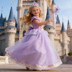 Baby Girls Deluxe Elegant Rapunzal Princess Dress Cosplay Costume Kids Halloween Birthday Party Vestido Purple Puffy Dresses