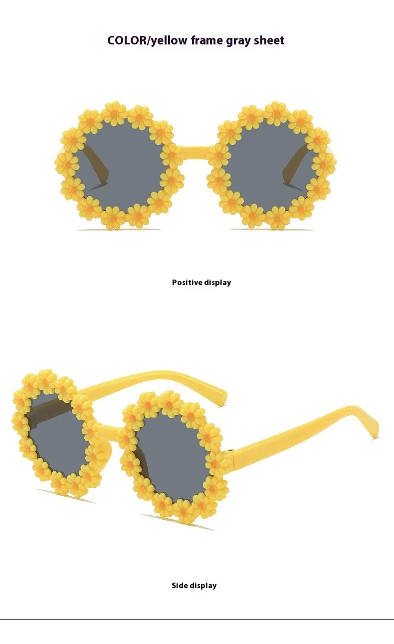 2024 New Sunglasses, Cartoon Children's Glasses For Boys And Girls, Cute Small Flowers, Little Daisy Baby Sunglasses