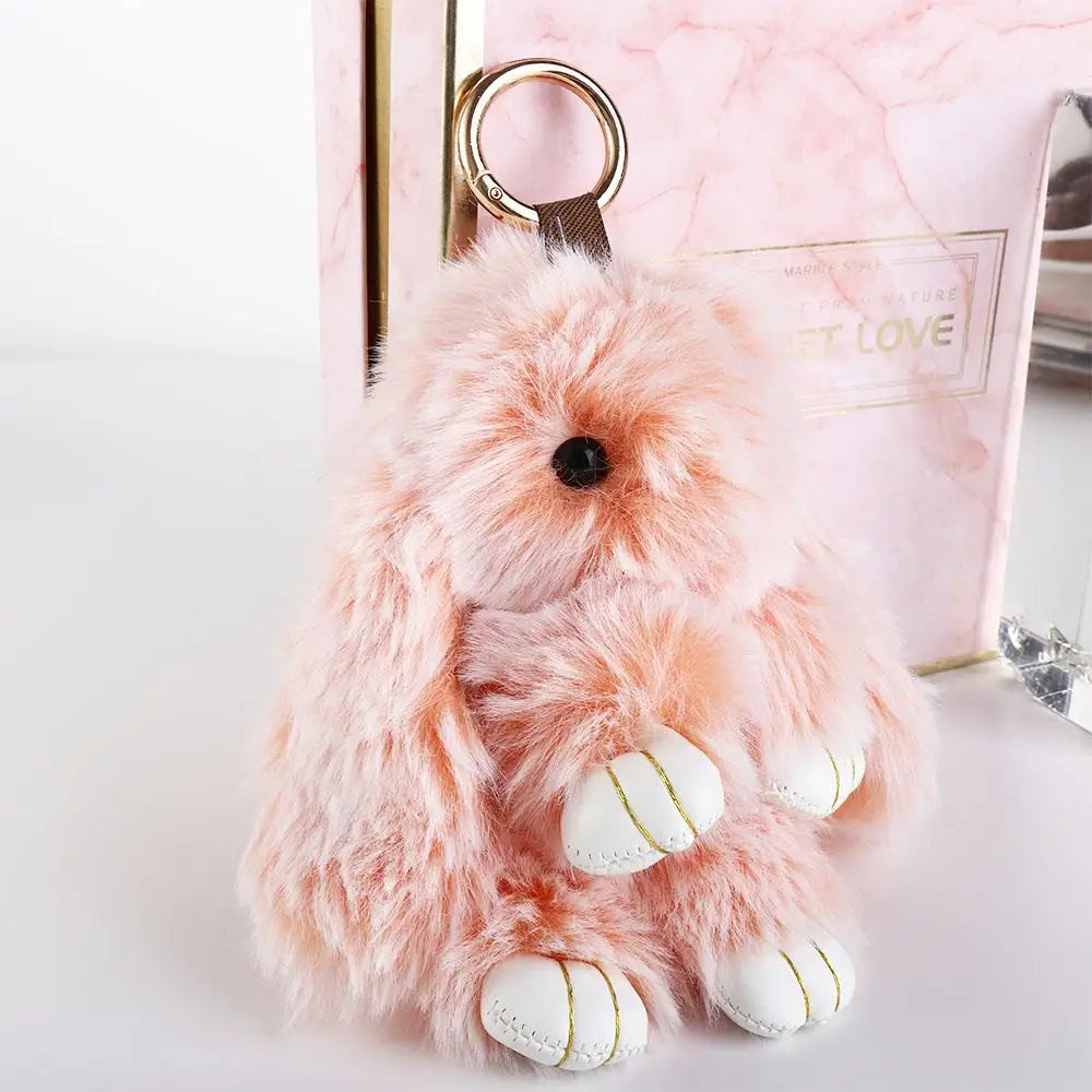 Pendant Plush Toy Bags Pendant Jewelry Ornament Fluffy Toy Doll Plush Bunny Keyring Plush Bunny Keychain Rabbit Fur Keychain