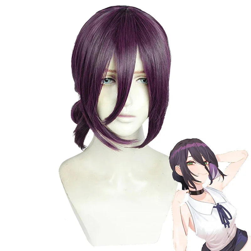 Rezze Cosplay Wig Anime Purple Brown Ponytail Hair Pelucas Halloween Party Role Play Wigs