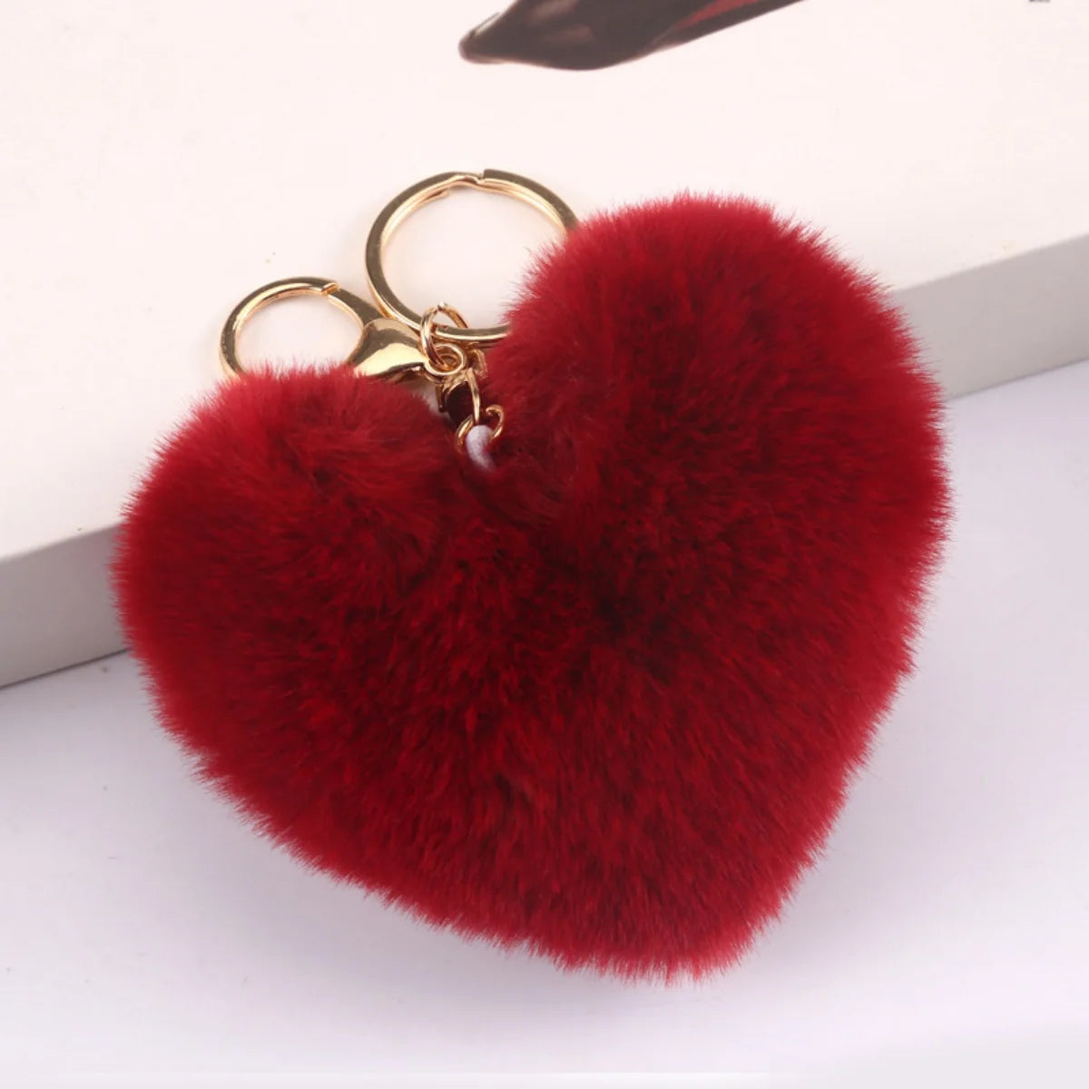 New Heart Plush Hair Ball Keychain Women Leopard Pompom Love Car Key Chain Bags Pendant Hairball Key Rings Jewelry