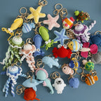 Ocean Series Animal Doll Crochet Keychain Handmaking Knitted Tropical Fish Keyrings Crochet Shark Doll Keychain Custom Accessory