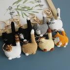 Small Cat Crochet Keychain Handmaking Crochet Cute Kitten Keyrings For Bag Pendant Knitting Animal Doll Keychain For Gift Custom