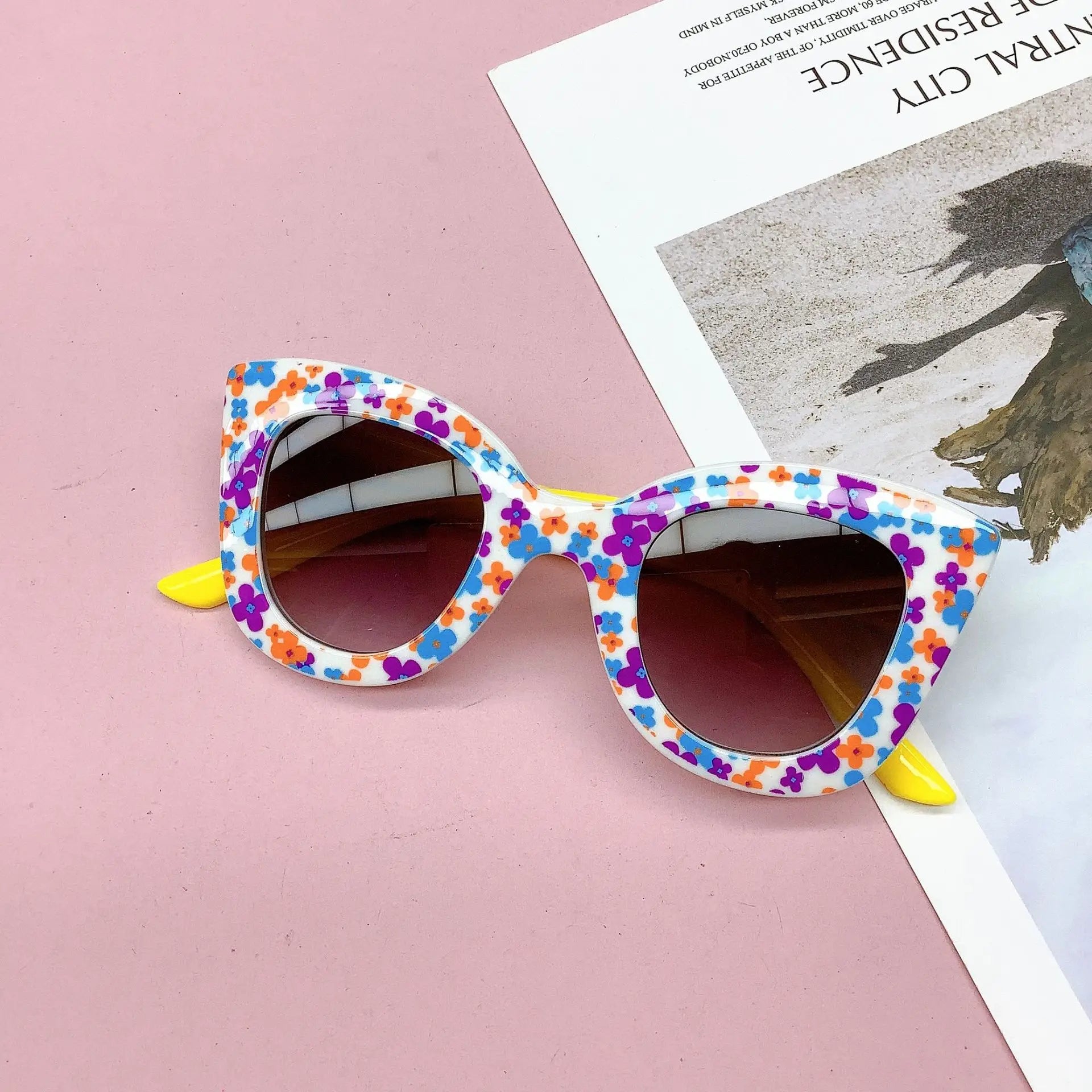 Fashionable New Travel Bag Flower Children's Sunglasses Anti UV Baby Boys And Girls Eye Protection Glasses