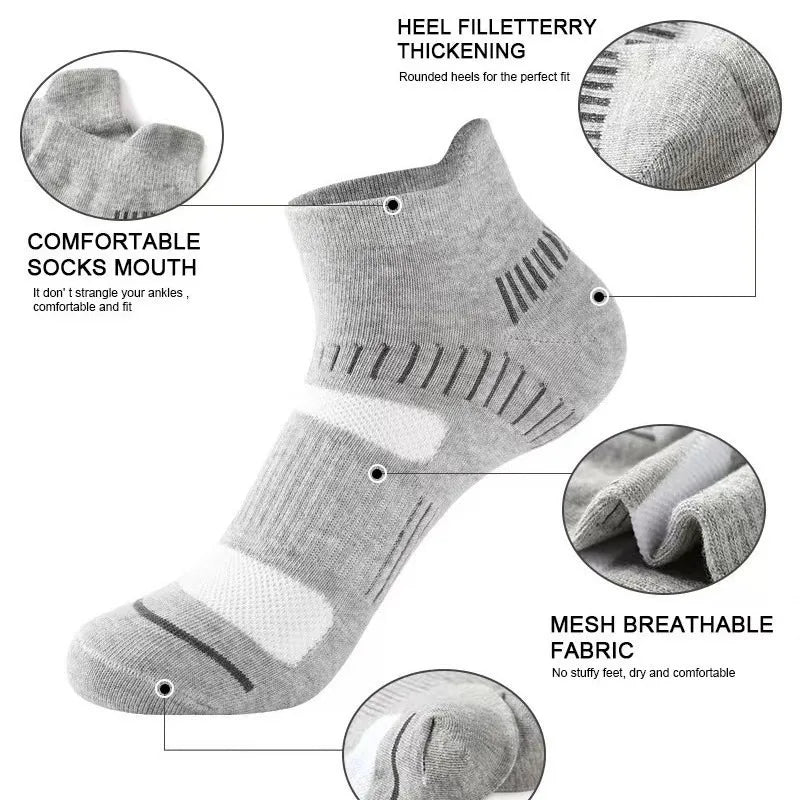 5 Pairs Men Spring Summe Autumn Cotton Sports Socks Mesh Breathable Running Basketball Cycling Male Short Socks Set For Men
