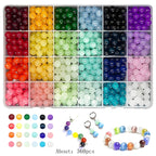 24-Color 8mm Crystal Bead Bracelet Making Kit - 360/480/720 Pieces Jewelry Glass Beads round Beads Suitable for Crafting