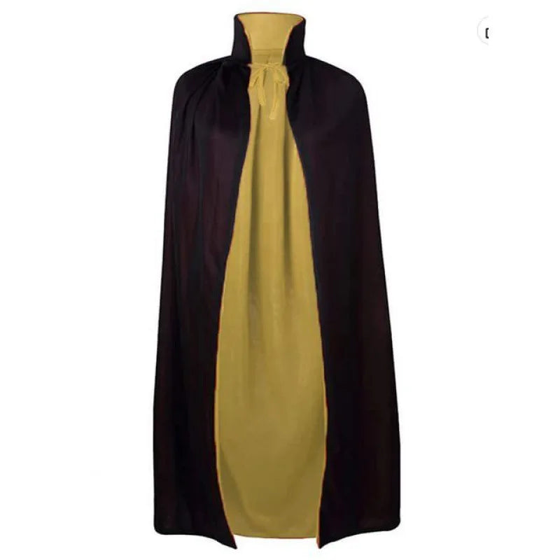 Halloween Two Tone Cape Mid Length Vampire Cloak With Stand Collar Tie Closure For Costume Party Stage Performance Unisex Adult