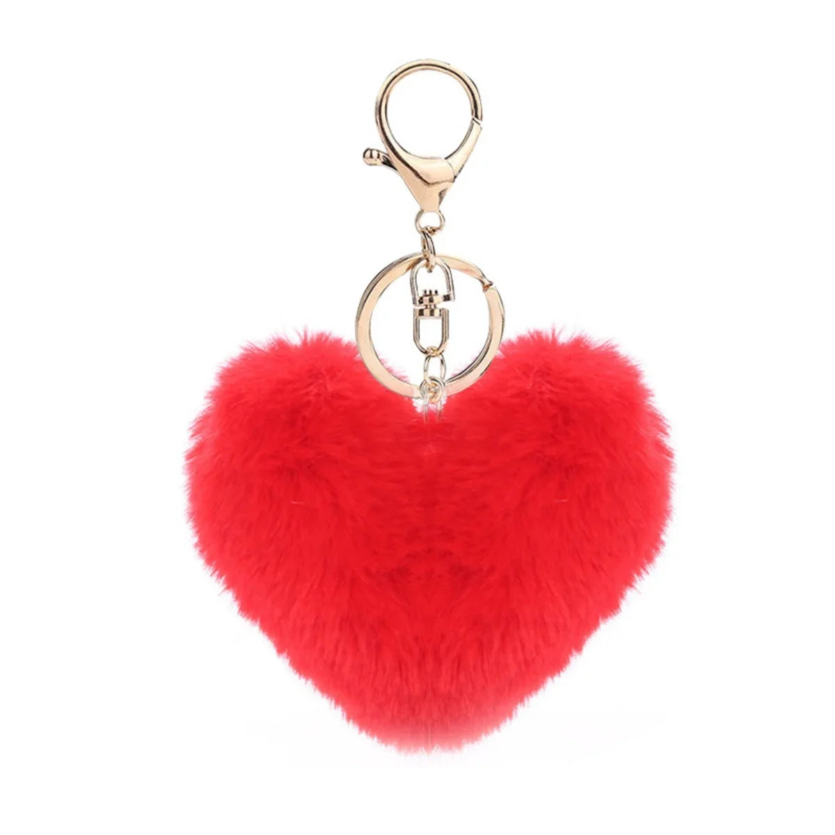 Heart Plush Pompom Keychain Set | Leopard Print Love Hair Ball | High-Quality Fluffy Faux Fur for Car Keys Bags Gifts