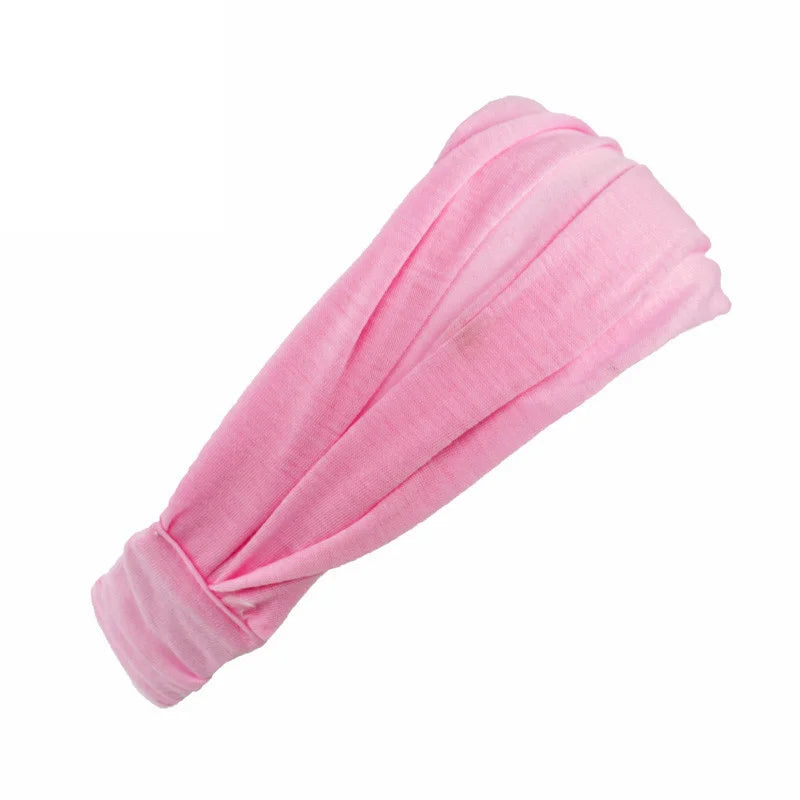 New Summer Women Solid Cotton Headband Elastic Wide Soft Girls Sports Yoga Knotted Headband Running Sweatband For Tennis Gym