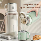 304 Stainless Steel Vacuum Insulated, Portable Thermal Water Bottle With Cup Lid & Carry Strap, Leakproof Hot Cold Flask For Travel Outdoor Office