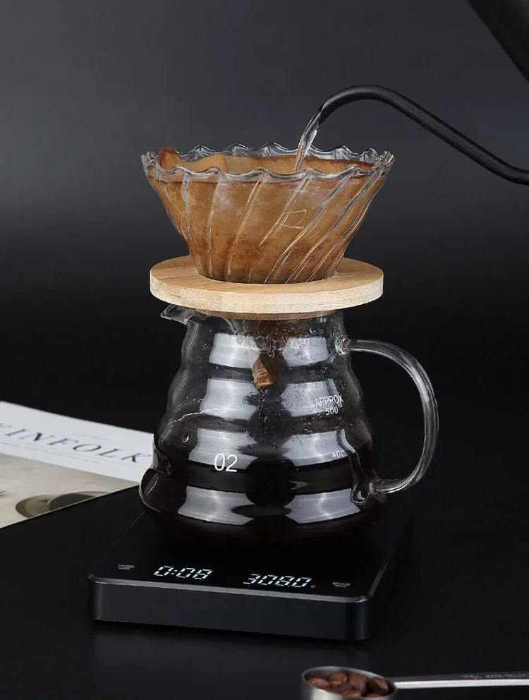 1Set Electronic Coffee Scale with Silicone Pad Digital Coffee Scale with Timer LED Display USB Charging Home Cafe Use Good Gift