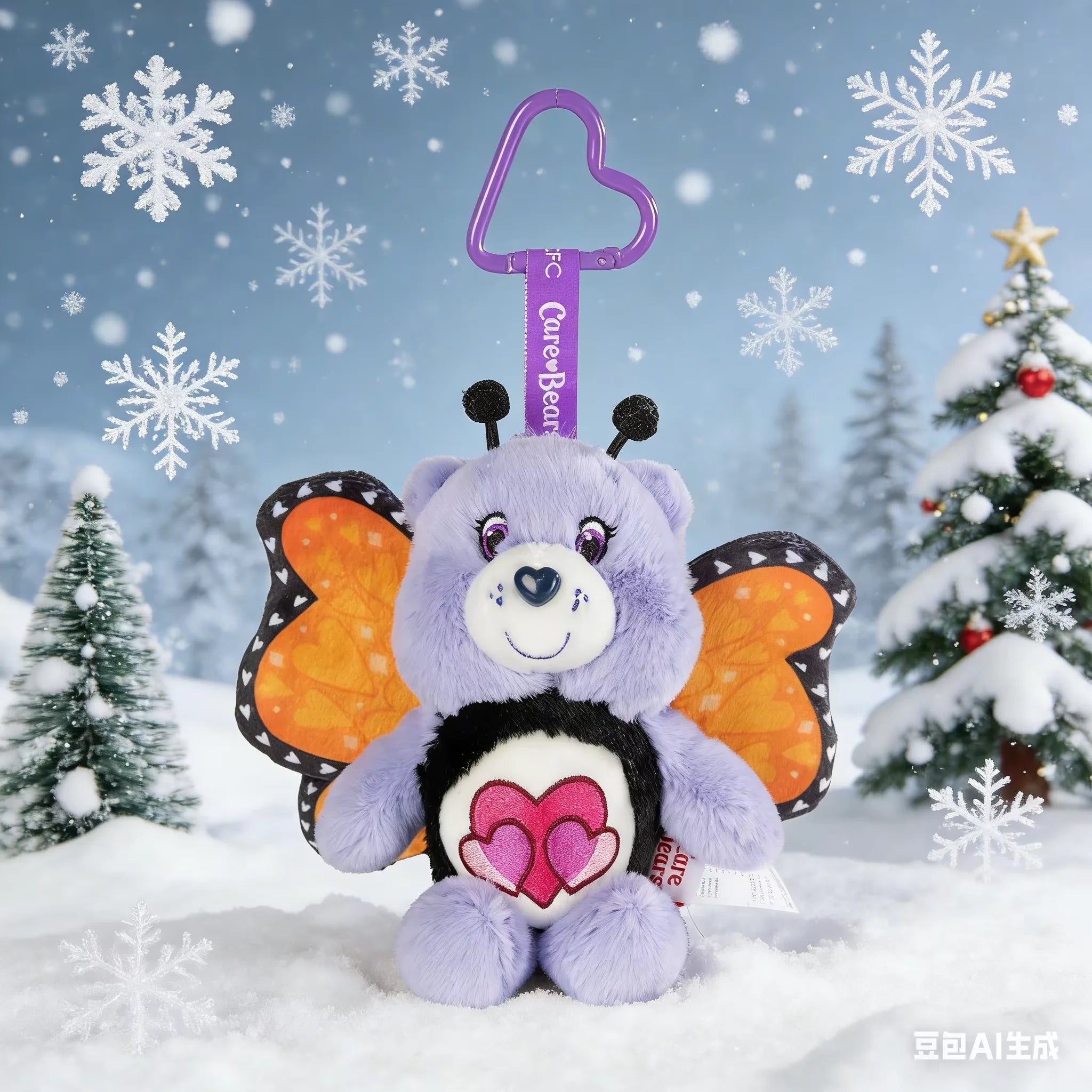 New Genuine Carebears Plush Rabbit Hat Keychain Rainbow Bear Doll Pendant School Bag Ornament Gift