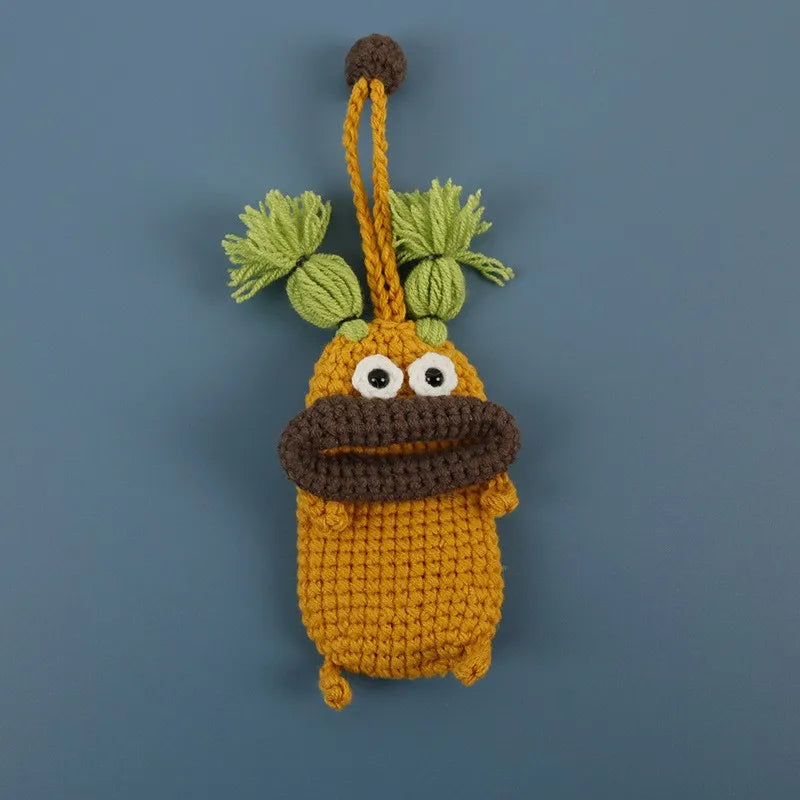 Funny Crochet Keychains Knitting Cute Sausage Mouth Doll Key Holder Knitted Storage Bag Keyrings For Car Keys Wholesale Custom