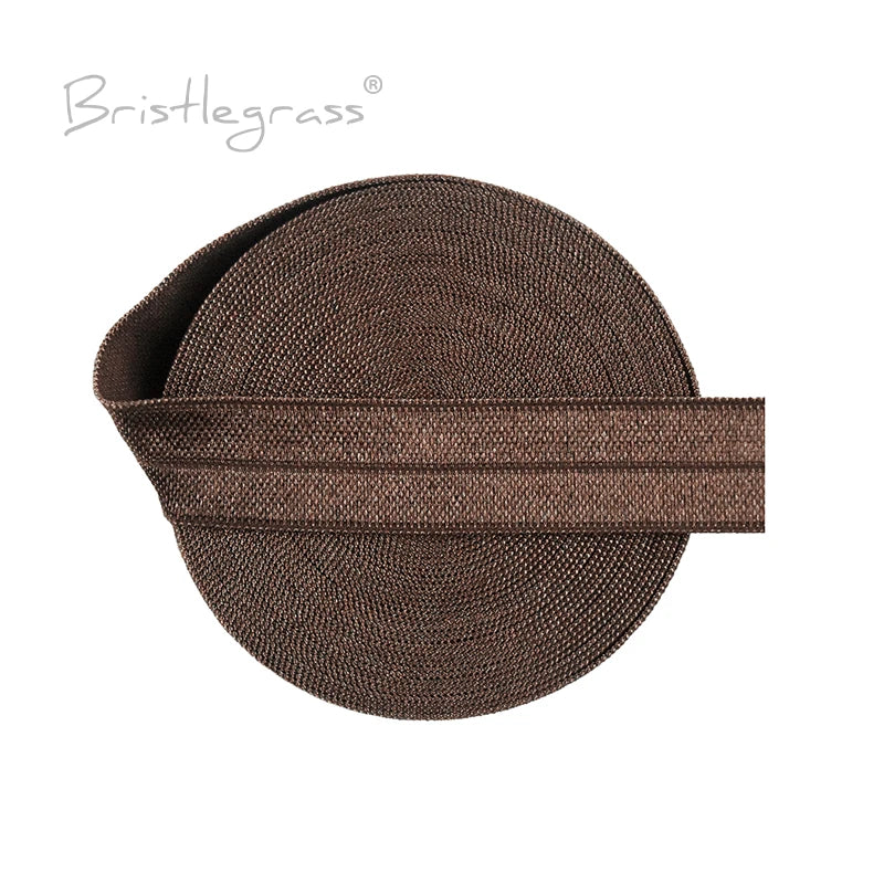 BRISTLEGRASS 2 5 10 Yard 5/8" 15mm Solid FOE Shiny Fold Over Elastic Spandex Satin Band Hair Tie Headband Dress Sewing Lace Trim