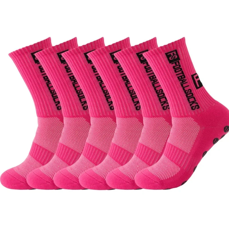 6Pairs/Lot FS Football Socks New Style Round Silicone Suction Cup Grip Anti Slip Soccer Socks Sports Men Baseball Rugby Socks
