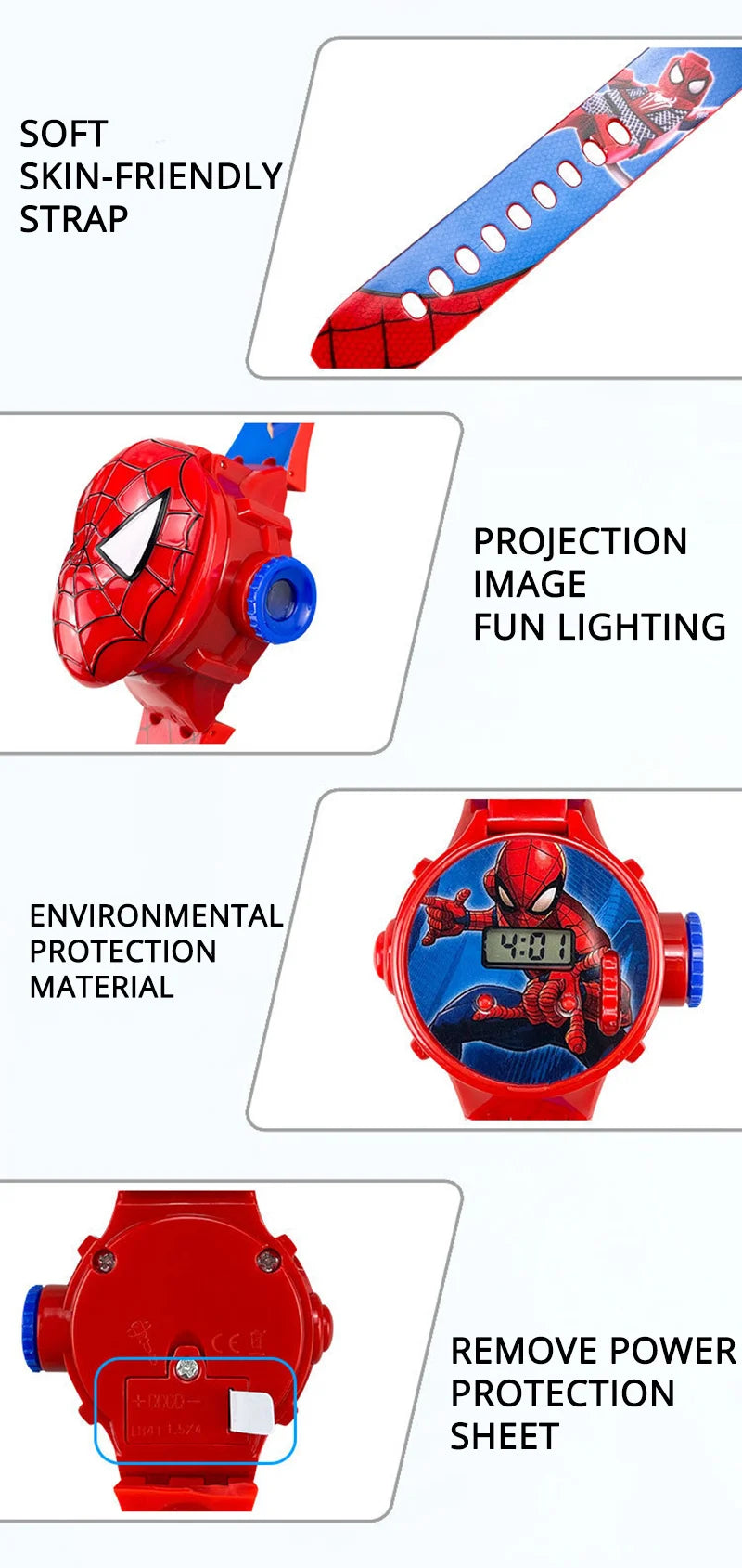 Fashion Spider-Man Projection Kids Watches for Boys Captain America Iron Man Children's Watch Digital Clock Student Toys Gifts