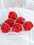 1/4pcs Artificial Handmade Crochet Rose Finish Product Outdoor Garden Arch Wedding Bridal Bouquet Home Bonsai Party Diy Gift Box