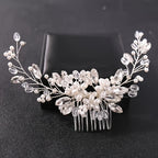 Crystal Rhinestone Flower Pearl Hair Comb Headband Tiara Hairpin For Women Bride Party Wedding Bridal Hair Accessories Jewelry