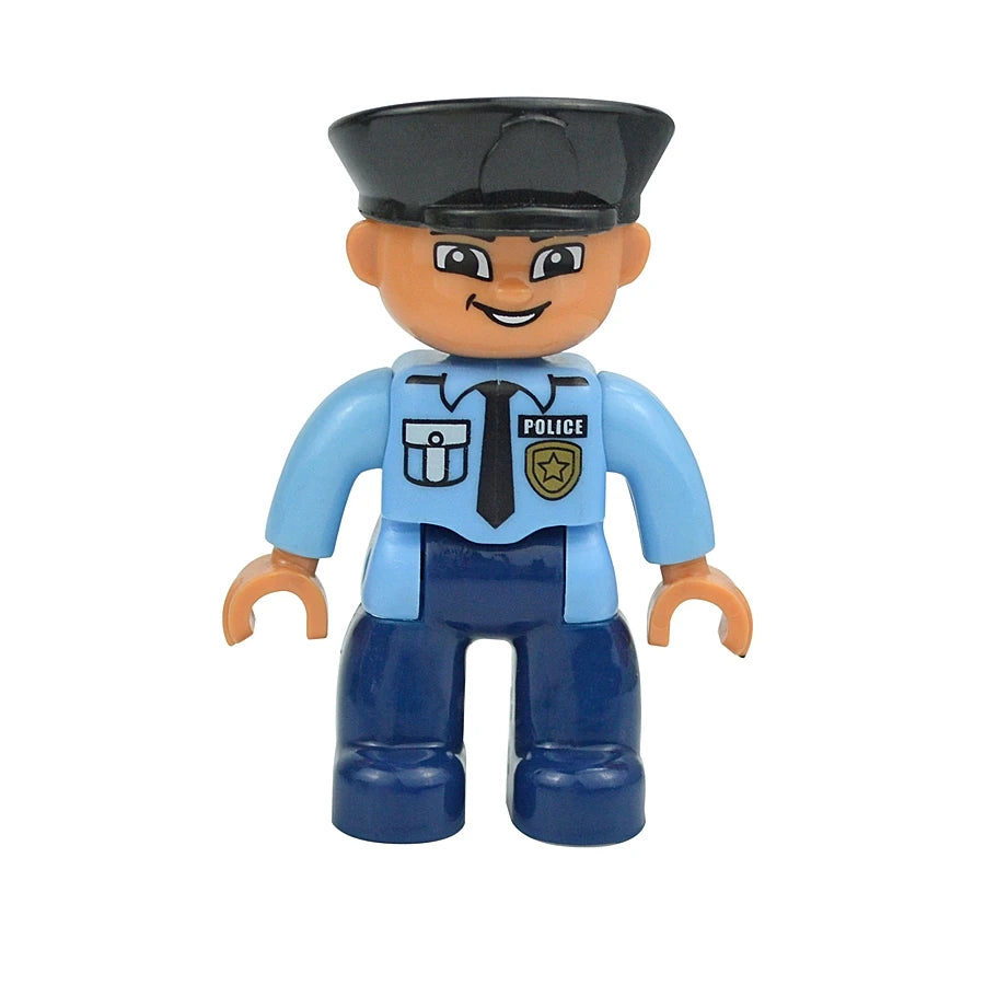 Big Size Figures Building Block Doll Family Farmer Pirate Worker Doctor Policemen Large Brick Compatible Build House Duploes Toy