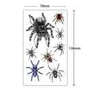 Halloween Spider Temporary Tattoo Stickers Waterproof Fake Scary Tattoo Sticker for Party Festival Body Face Arm Makeup 8pattern