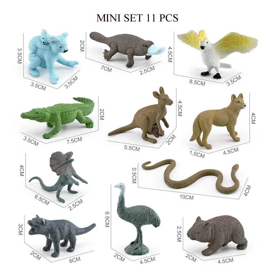 Simulation Mini  Farm Poultry Puppy Crocodile Pegasus Monkey Bird Wildlife Figurine Animal Model Sets Education Kid Toys