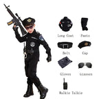 Cosplay Children Policeman Costumes Kids Christmas Party Carnival Police Uniform Halloween Boys Army Policemen Clothing Gift Set