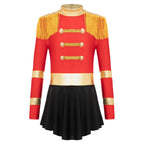 Girls Circus Ringmaster Lion Tamer Halloween Outfits Cosplay Costume Fringe Epaulet Jumpsuit Magician Bodysuit Tulle Dress