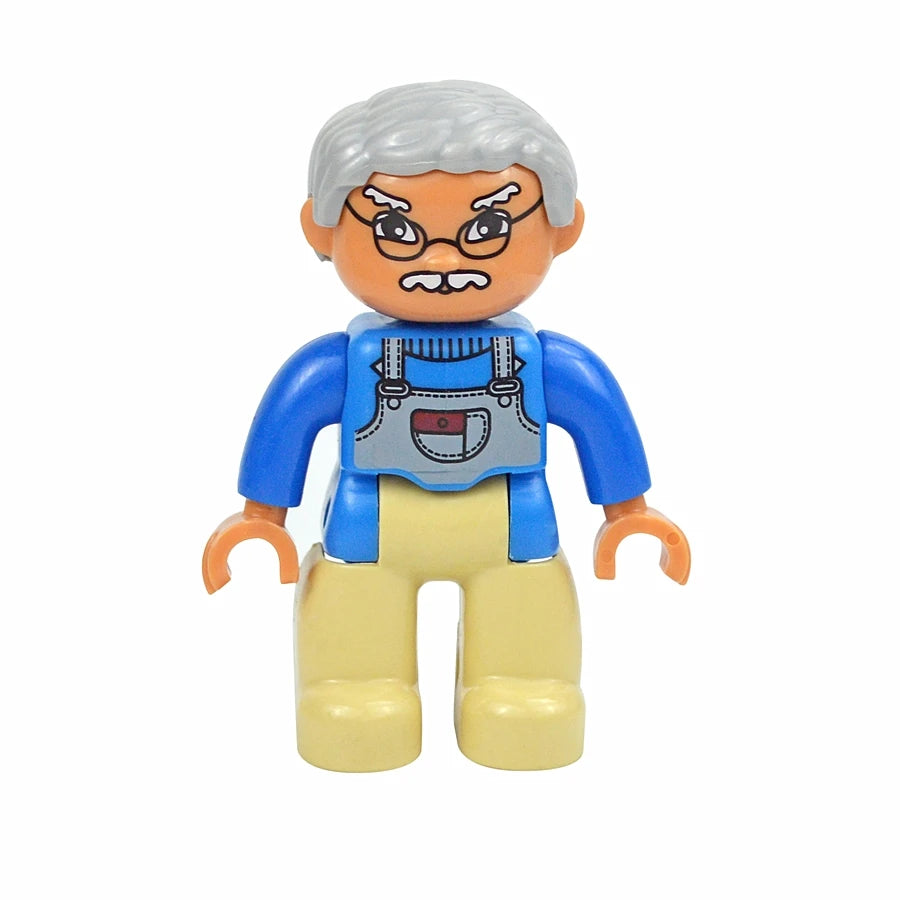 Big Size Figures Building Block Doll Family Farmer Pirate Worker Doctor Policemen Large Brick Compatible Build House Duploes Toy