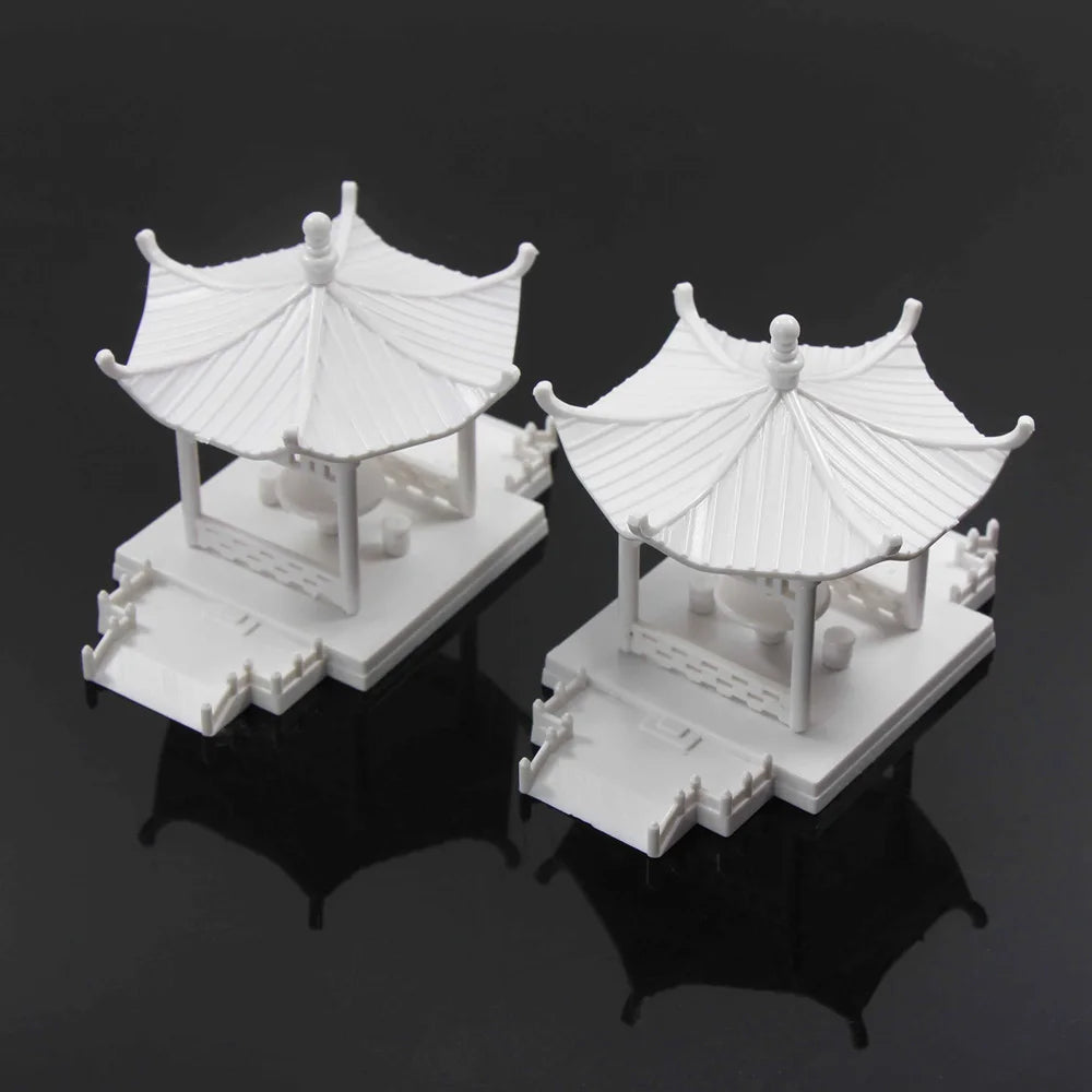 GY01 2 Sets Pavilion Model Gloriette Chinese Construction Educational 1:100 1:75 1:160 Railway Modeling