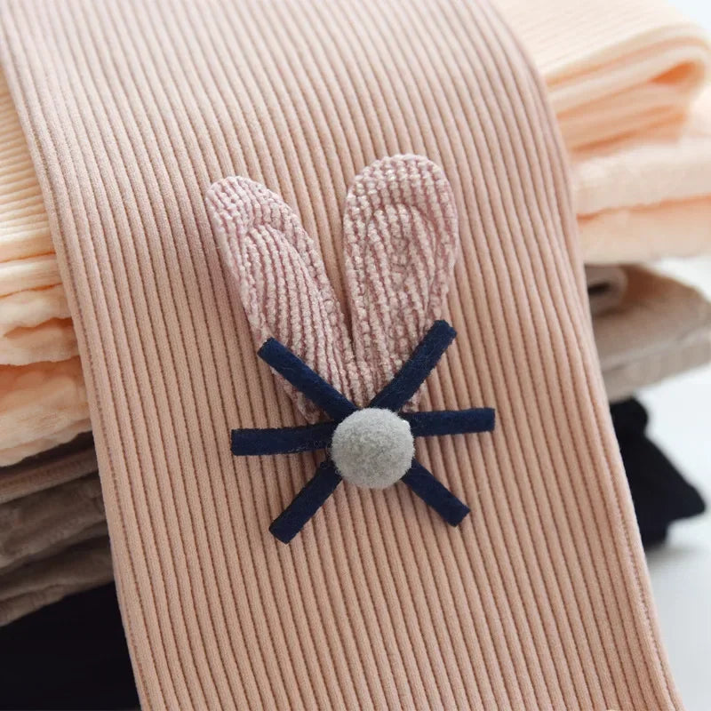 Bunny Butt Leggings for Girls - Playful Cotton Pants with Fluffy Tail Ear Details Perfect for Toddler Little Girl Everyday Wear