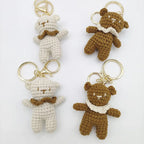Cute Small Bear Couple Keychains Knitting Cartoon Bear Mini Animal Doll Keyrings Crochet Keychain Wholesale Custom Acceessories
