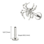 Right Grand ASTM F136 Titanium Spider Labret Lip Ring Tragus Cartilage Conch Flat Helix Stud Earring Halloween Piercing Jewelry