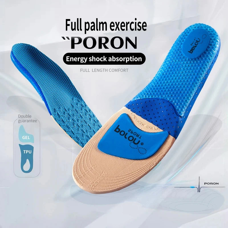 1Pair Sport Silicone Insoles for Shoes High Elastic Shock-absorbing Insole for Feet Arch Support Orthopedic Men Women Shoe Sole