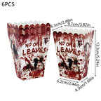 Halloween Party Disposable Tableware Scary Bloody Handprint Paper Plates Cups Popcorn Box For Halloween Horror Party Decor Props