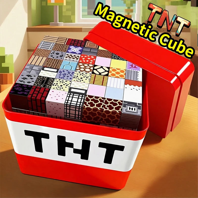 Magnetic building block toy storage box set Children's DIY assembly toys Table-top play blocks Christmas Thanksgiving Day gift