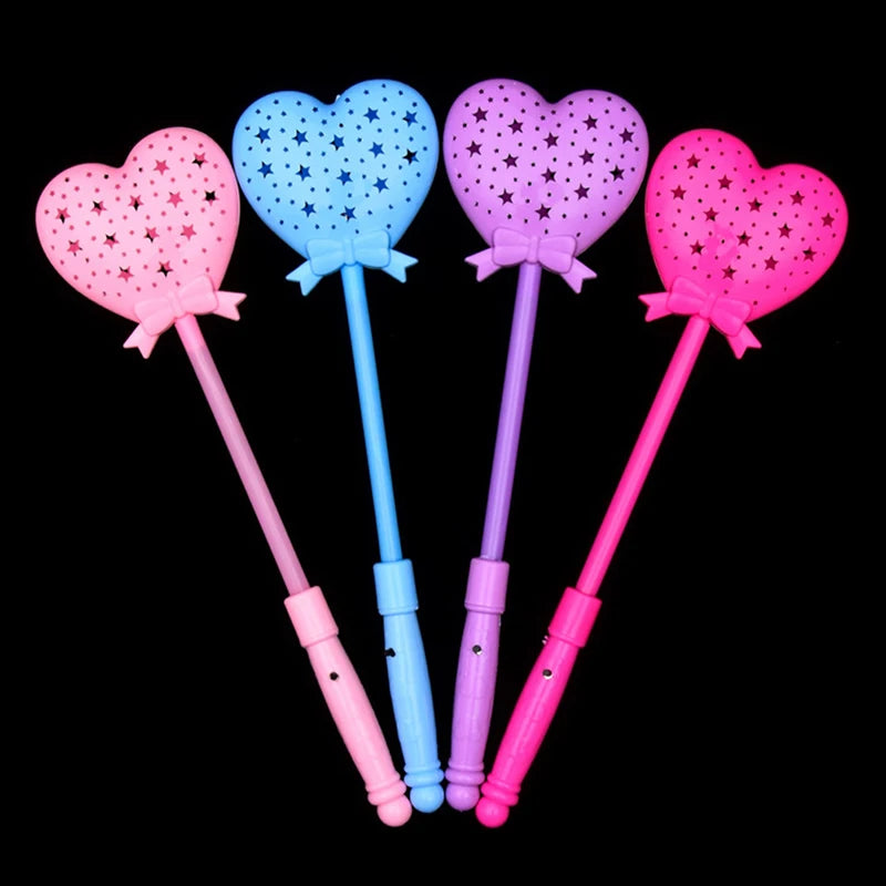 Luminous Flashing Led Scepter Toy Novelty Heart Multi Color Stick Lighting Princess Wand Party Light Up
