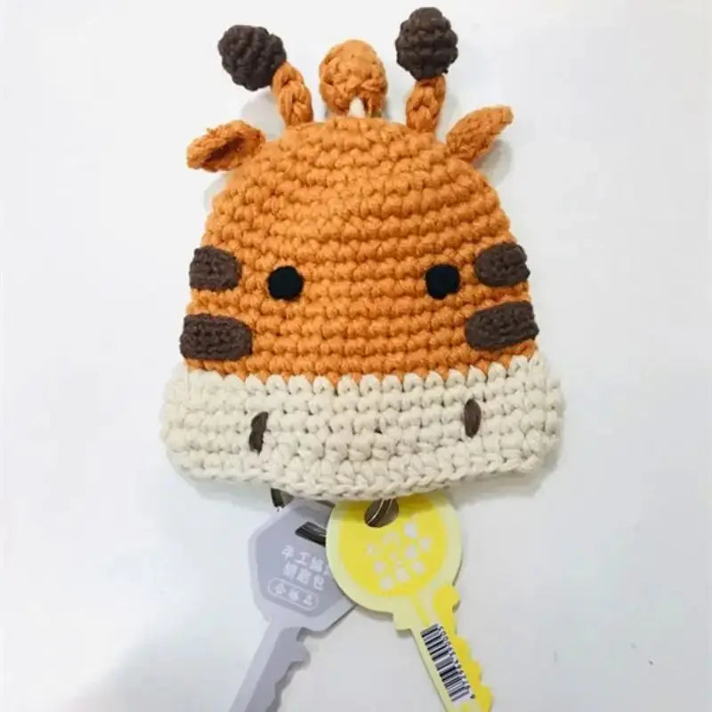 Cute Animal Doll Crochet Keychains For Keys Storage Funny Puppy Series Knitted Bag For Car Keys Holder Keyrings Custom Wholesale