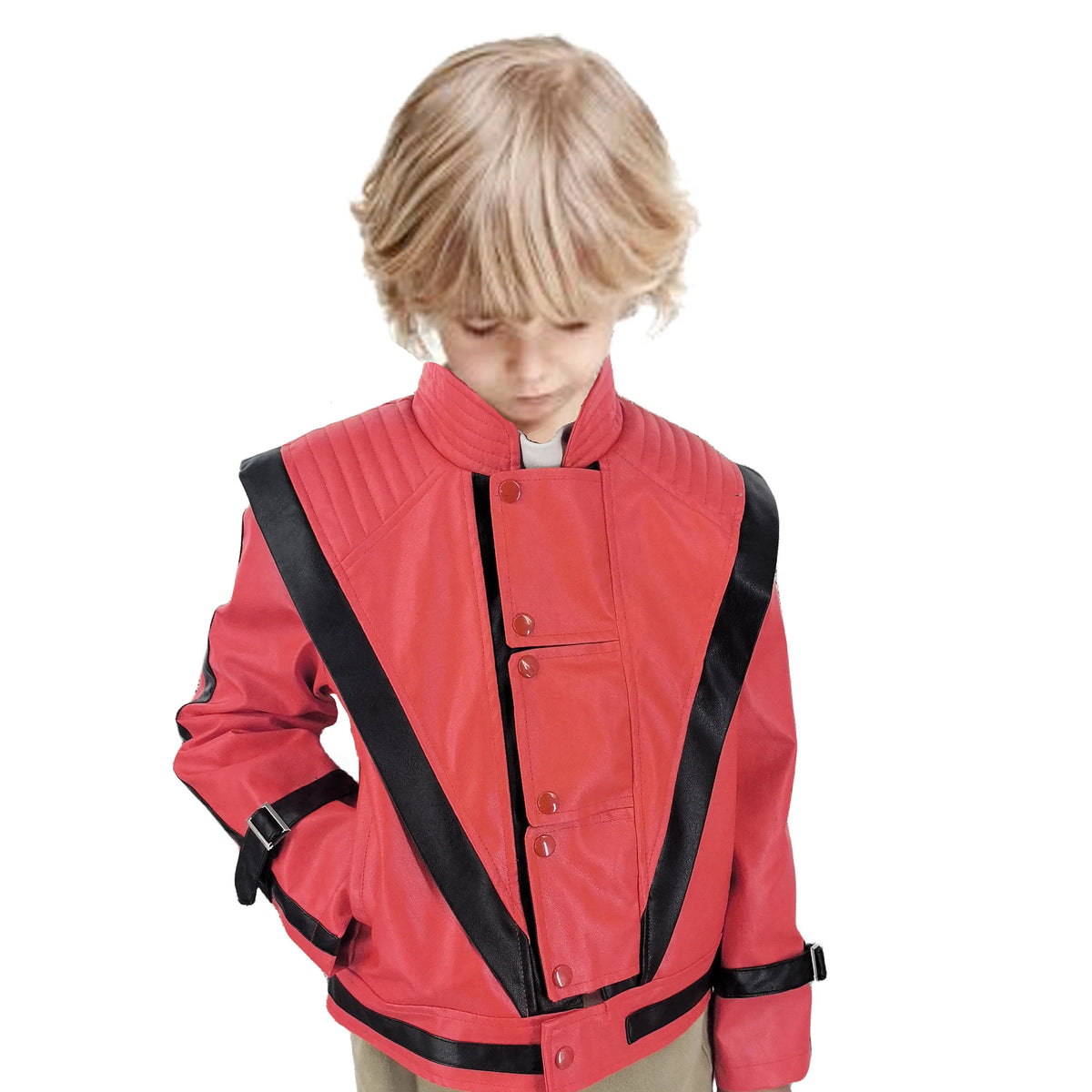 Michael Jackson Costumes Red Leather Jacket for Thriller Cosplay Halloween Adults XS-4XL