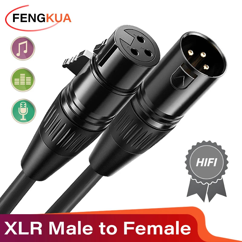 3Pin XLR Cable Male to Female Sound Cannon Microphone Cable for Mixer Amplifier Balanced Analog Audio Cord XLR Extension Cable
