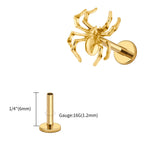Right Grand ASTM F136 Titanium Spider Labret Lip Ring Tragus Cartilage Conch Flat Helix Stud Earring Halloween Piercing Jewelry