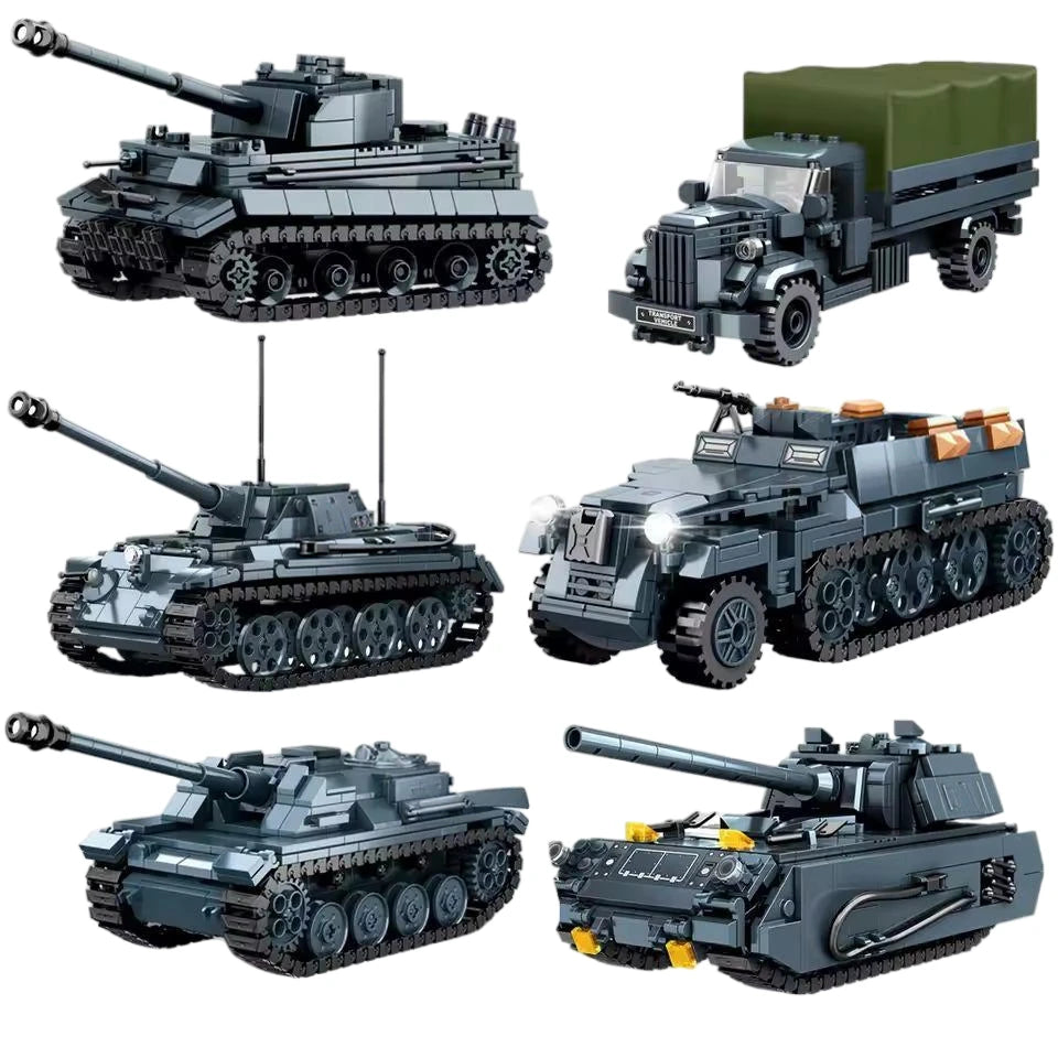 World War Army Military Soldiers Armor Halftrack Main Station Tank Building Blocks Bricks Model DIY Assembly Toys For Kids